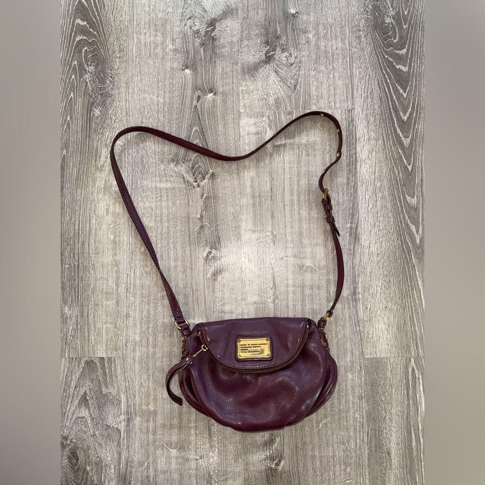 Marc By Marc Jacobs Plum Leather Crossbody Bag with Gold Hardware